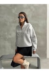 Kadın Fermuar Detaylı Sweat