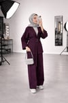 Kadın Kot Kemer Detaylı Pantolon Bluz Takım