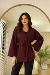 Kadın Yeni Sezon Kuşaklı Scuba Ceket Kimono Tunik Oversize Trend Rahat Modern Tesettüre Uygun