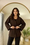Kadın Yeni Sezon Kuşaklı Scuba Ceket Kimono Tunik Oversize Trend Rahat Modern Tesettüre Uygun