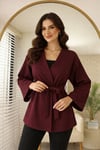 Kadın Yeni Sezon Kuşaklı Scuba Ceket Kimono Tunik Oversize Trend Rahat Modern Tesettüre Uygun
