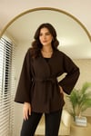 Kadın Yeni Sezon Kuşaklı Scuba Ceket Kimono Tunik Oversize Trend Rahat Modern Tesettüre Uygun