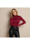 Uzun Kol Dik Yaka Parmak Geçmeli Body T-Shirt
