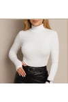 Uzun Kol Dik Yaka Parmak Geçmeli Body T-Shirt