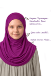 Kız Çocuk Pratik Başörtü Pamuklu Meryem Model Mürdüm detay