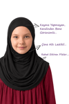 Kız Çocuk Pratik Başörtü Pamuklu Meryem Model Siyah Detay