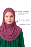 Kız Çocuk Pratik Başörtü Pamuklu Meryem Model Koyu Fuşya detay