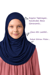 Kız Çocuk Pratik Başörtü Pamuklu Meryem Model Lacivert detay