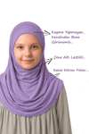Kız Çocuk Pratik Başörtü Pamuklu Meryem Model Lila detay
