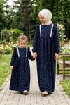 Kız Çocuk Tesettür Elbise - Ahsen Model Pamuklu Viskon Tam Boy Lacivert - Betül Akbay