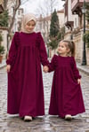 Kız çocuk kadife tesettür elbise Hüma Model bordo