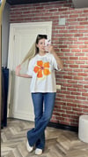 çiçek desenli baskılı tshrt