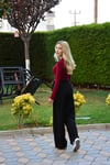 Kadın Bordo Uzun Kollu Fit Crop Bluz