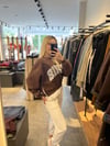 Kahverengi Paris Baskılı Sweatshirt & Beyaz Eşofman Altı Takımı