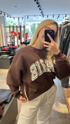 Kahverengi Paris Baskılı Sweatshirt & Beyaz Eşofman Altı Takımı