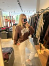 Kahverengi Paris Baskılı Sweatshirt & Beyaz Eşofman Altı Takımı