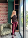 Yüksek Bel Toparlayıcı Fit Tayt Bordo