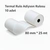 Termal Rulo 80mmx25mt Adisyon Rulosu 10 lu Paket