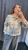 Nakışlı pullu gabardin ceket