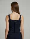 Diana Lacivert Çizgili  Askılı Crop Bluz