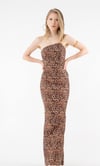 Reine Leopar Asimetrik Yaka Maxi Elbise