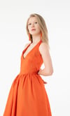 Rosalie Halter Yaka Midi Elbise Oranj