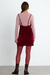 Bordo Askılı Muse Kadife Mini Elbise