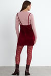 Bordo Askılı Muse Kadife Mini Elbise