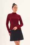 Bordo Likralı Slim Fit Yarım Balıkçı Yaka Yumuşak Dokulu Uzun Kollu Body
