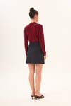 Bordo Likralı Slim Fit Yarım Balıkçı Yaka Yumuşak Dokulu Uzun Kollu Body
