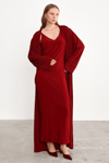 Bordo Liora İkili Set – Elbise & Cape