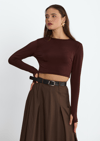 Kahve Kael Crop Bluz