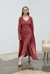 Kahverengi Liora İkili Set – Elbise & Cape