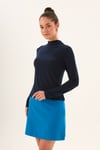 Lacivert Rengi Likralı Slim Fit Yarım Balıkçı Yaka Yumuşak Dokulu Uzun Kollu Body