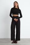 Siyah Reign Boru Paça Casual Pantolon