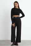 Siyah Reign Boru Paça Casual Pantolon