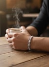 Premium Lapis Lazuli & İnci Doğal Taş Unisex Gümüş Bileklik Ayarlanabilir Tasarım