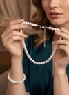 Sertifikalı Gerçek 8mm İnci set , 925 Ayar Gümüş , inci kolye, inci bileklik