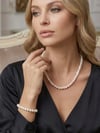 Sertifikalı Gerçek 8mm İnci set , 925 Ayar Gümüş , inci kolye, inci bileklik