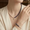 Sertifikalı Gerçek Inci Lapis Lazuli  bileklik set, Inci Ve Lapis Taşlı set, Gerçek Inci