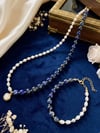 Sertifikalı Gerçek Inci Lapis Lazuli  bileklik set, Inci Ve Lapis Taşlı set, Gerçek Inci