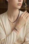 Sertifikalı Gerçek Inci Lapis Lazuli  bileklik set, Inci Ve Lapis Taşlı set, Gerçek Inci