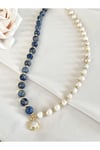 Sertifikalı Gerçek Inci Lapis Lazuli Kolye, Inci Ve Lapis Taşı Kolye, Gerçek Inci Kolye, Lapis Kolye