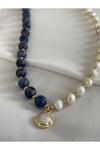Sertifikalı Gerçek Inci Lapis Lazuli Kolye, Inci Ve Lapis Taşı Kolye, Gerçek Inci Kolye, Lapis Kolye