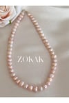 Sertifikali Gerçek pembe Inci kolye 925 Ayar Gümüs Dogal Tas pembe inci inci kolye,