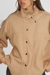 Düğme Detaylı Tencel Karışımlı Ceket Bej