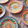 Baci Milano Dolce Far Niente Mavi ve Pembe Renkli Karışık 6 Parça Melamin Servis Tabağı 28 cm 