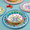 Baci Milano Dolce Far Niente Mavi ve Pembe Renkli Karışık 6 Parça Melamin Çukur Tabak 23 cm 