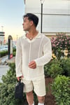 Bej Delikli Polo Yaka Triko