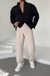 Bej Tensel Kumaş Baggy Pantolon